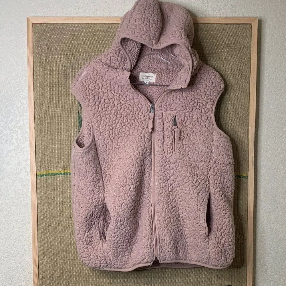 Weatherproof Vintage, Blush Sherpa Hooded Vest, ladies large